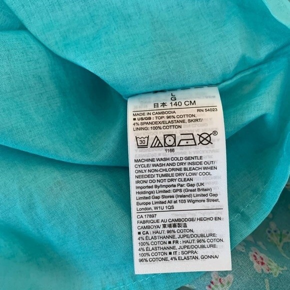 GAP kids girls dress beige color block ruffle  sleeveless  floral dress size L - Picture 7 of 10